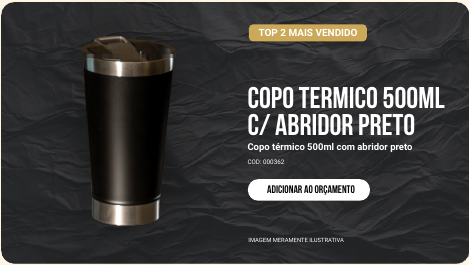 Copo Térmico 500ml c/ Abridor Preto - COD 000362